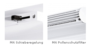 Stufenlos einstellbare manuelle Lüftung